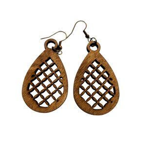 Brown Lattice work Dangle Earrings Hand Crafted